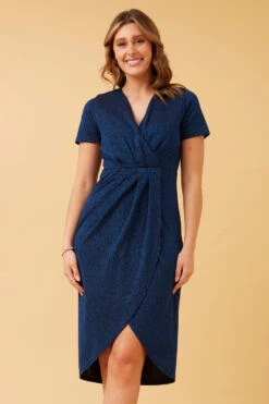 CARLY MOCK WRAP MIDI DRESS