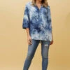 ROSETTA FLORAL SEQUIN TIE DYE DETAIL TOP