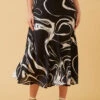 CYRUS ABSTRACT PRINT MIDI SKIRT