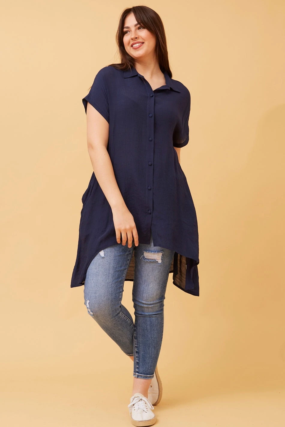 BLU ASYMMETRICAL HEM SHIRT - Image 9