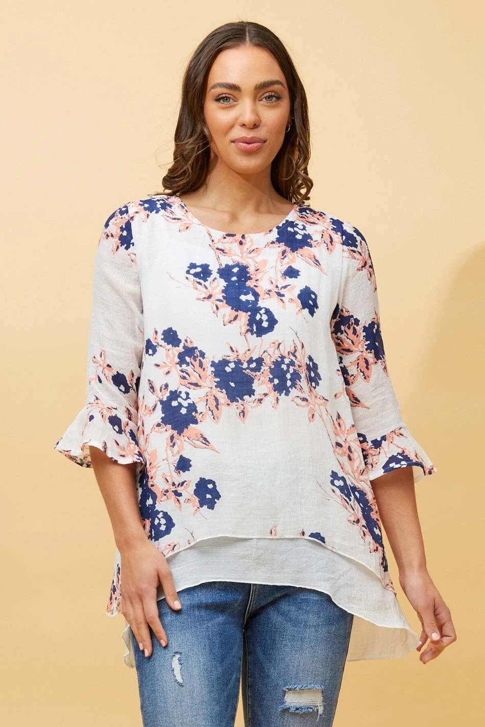 RUMI DOUBLE LAYER FLORAL TUNIC TOP - Image 3