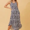 UMBRELLA IKAT MIDI DRESS
