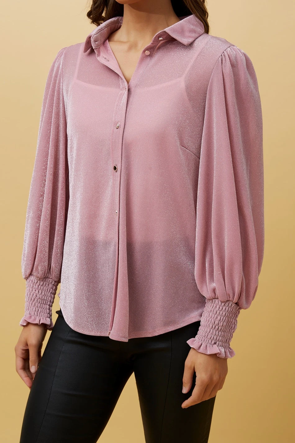 BESSIE LONG BALLOON SLEEVES GLITTER SHIRT - Image 11