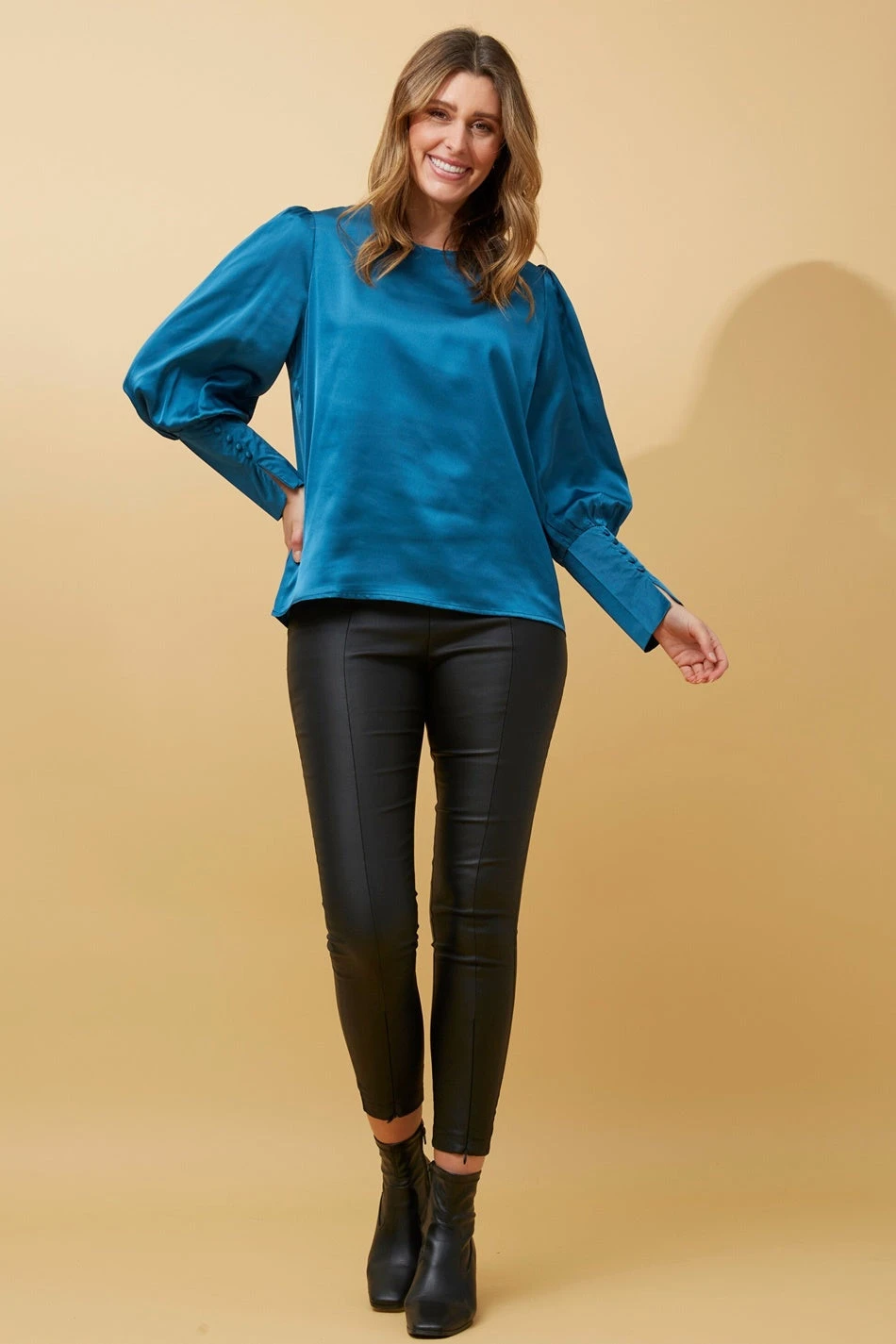 DOM BALLOON SLEEVE SATIN BLOUSE - Image 9