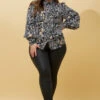 BELLE ANIMAL PRINT LONG BALLOON SLEEVESHIRT