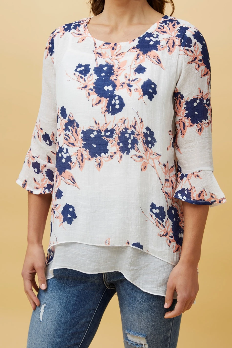 RUMI DOUBLE LAYER FLORAL TUNIC TOP - Image 7