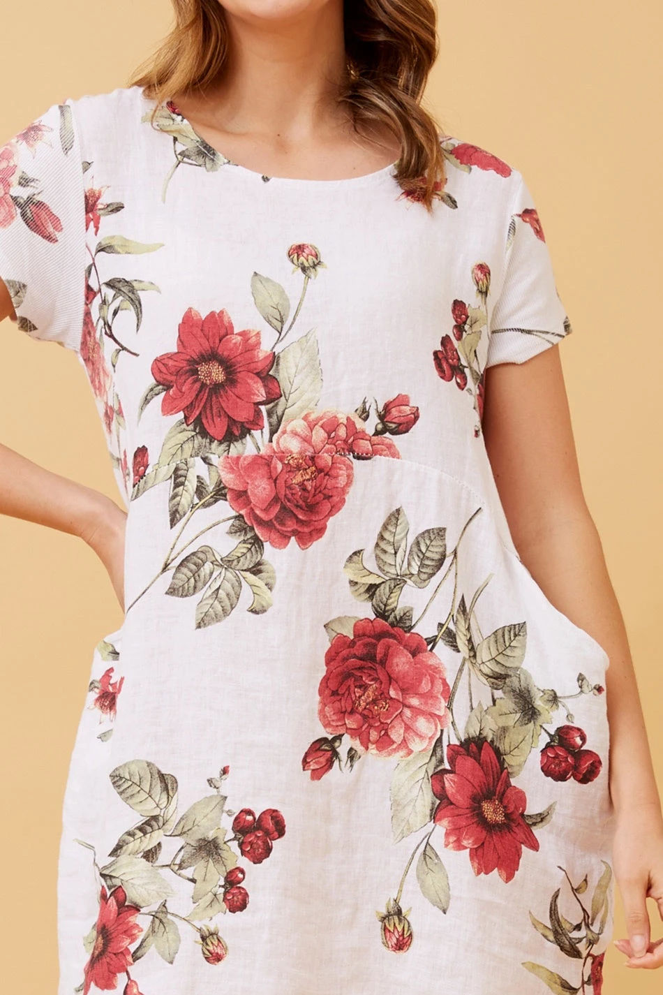 MESSINA FLORAL LINEN SHORT DRESS - Image 2