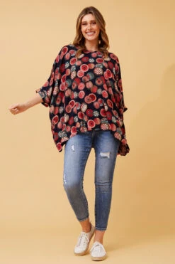 KLORA ABSTRACT BOHO PRINT TOP