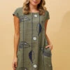 RIMINI TRIBAL PRINT LINEN DRESS