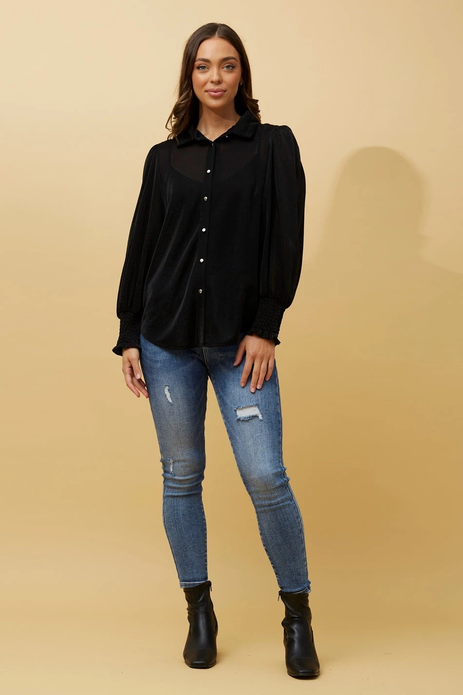 BESSIE LONG BALLOON SLEEVES GLITTER SHIRT - Image 4