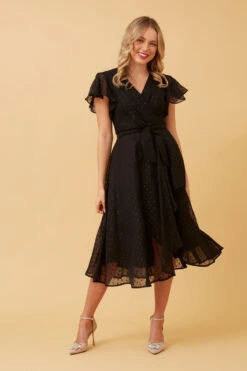 NALANI MOCK WRAP MIDI DRESS