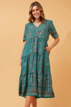 KYAH SATIN BOHO MIDI DRESS