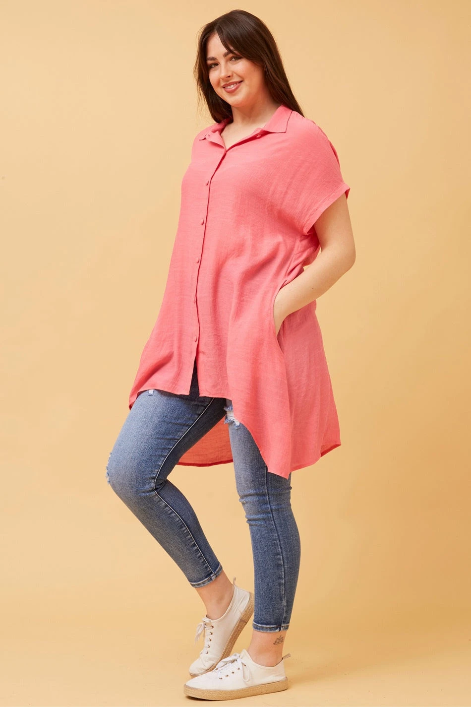 BLU ASYMMETRICAL HEM SHIRT - Image 2