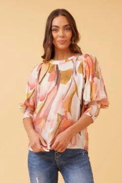 ELEGANT ABSTRACT PRINT BLOUSE