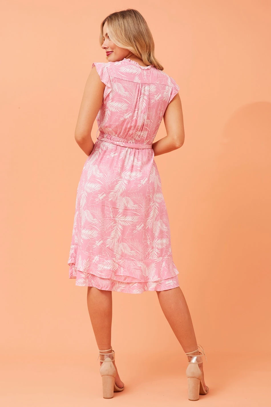 RAVINA LEAF PRINT SHORT DRESS - Image 6