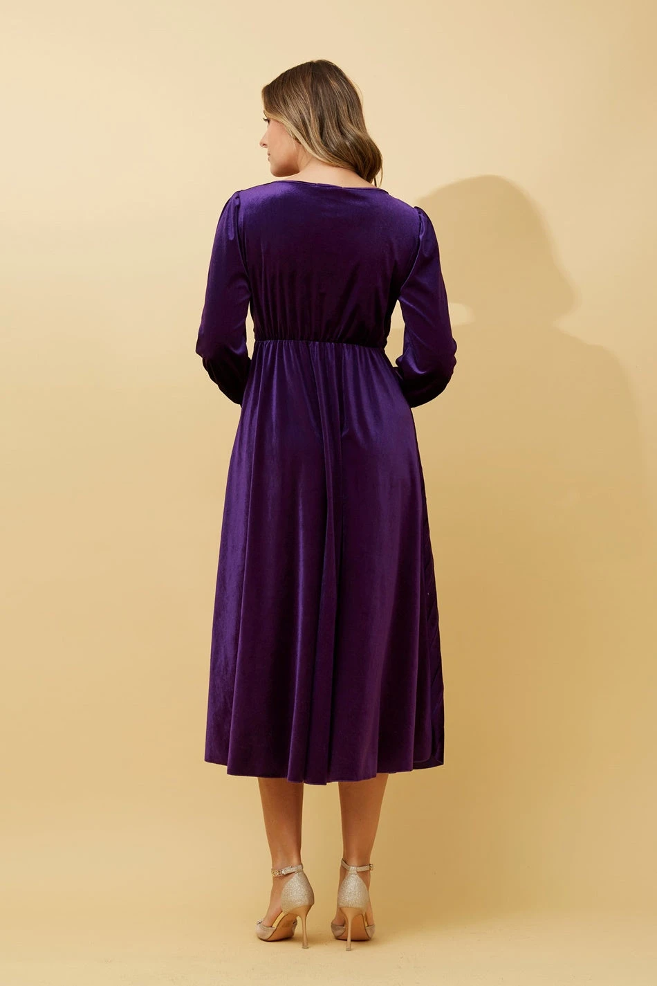 KENNEDY WRAP FRONT PLEATED VELVET MIDI DRESS - Image 13