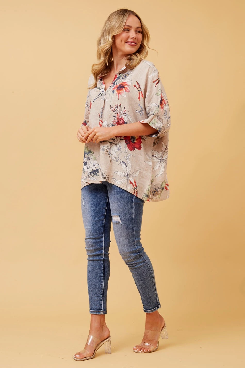 MATTEA FLORAL LINEN TOP - Image 5