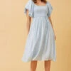ANOK PUFF SLEEVE MIDI DRESS