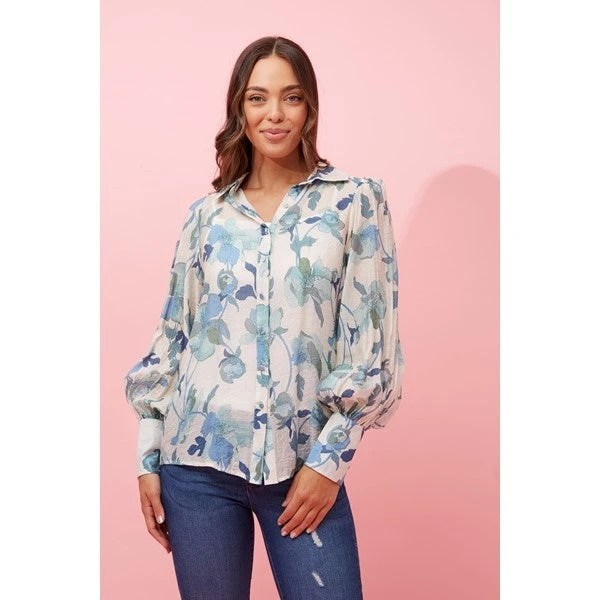 BELLE LONG BALLOON SLEEVE FLORAL SHIRT - Image 9