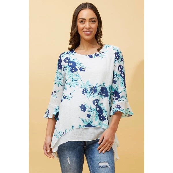 RUMI DOUBLE LAYER FLORAL TUNIC TOP - Image 14