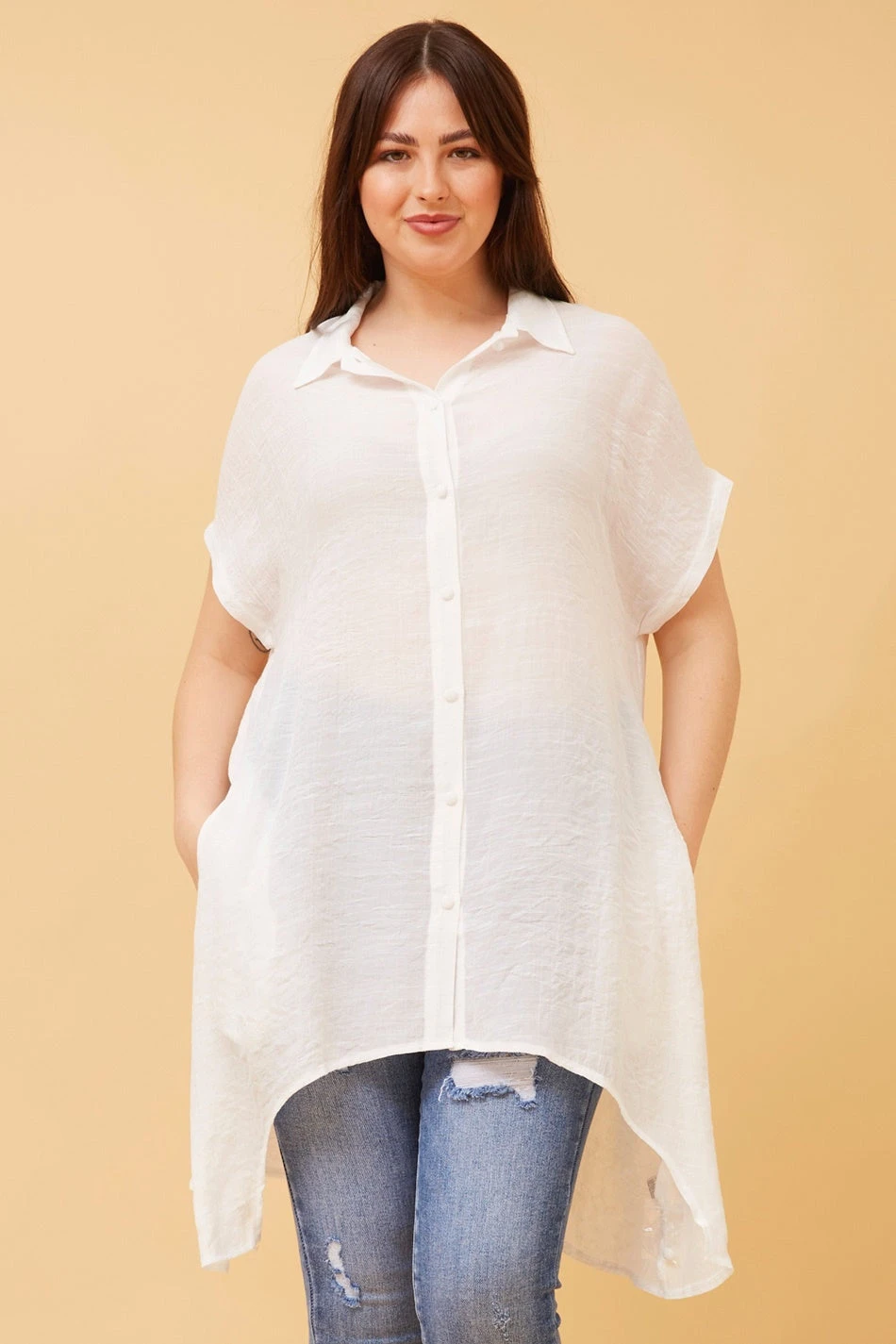 BLU ASYMMETRICAL HEM SHIRT - Image 18