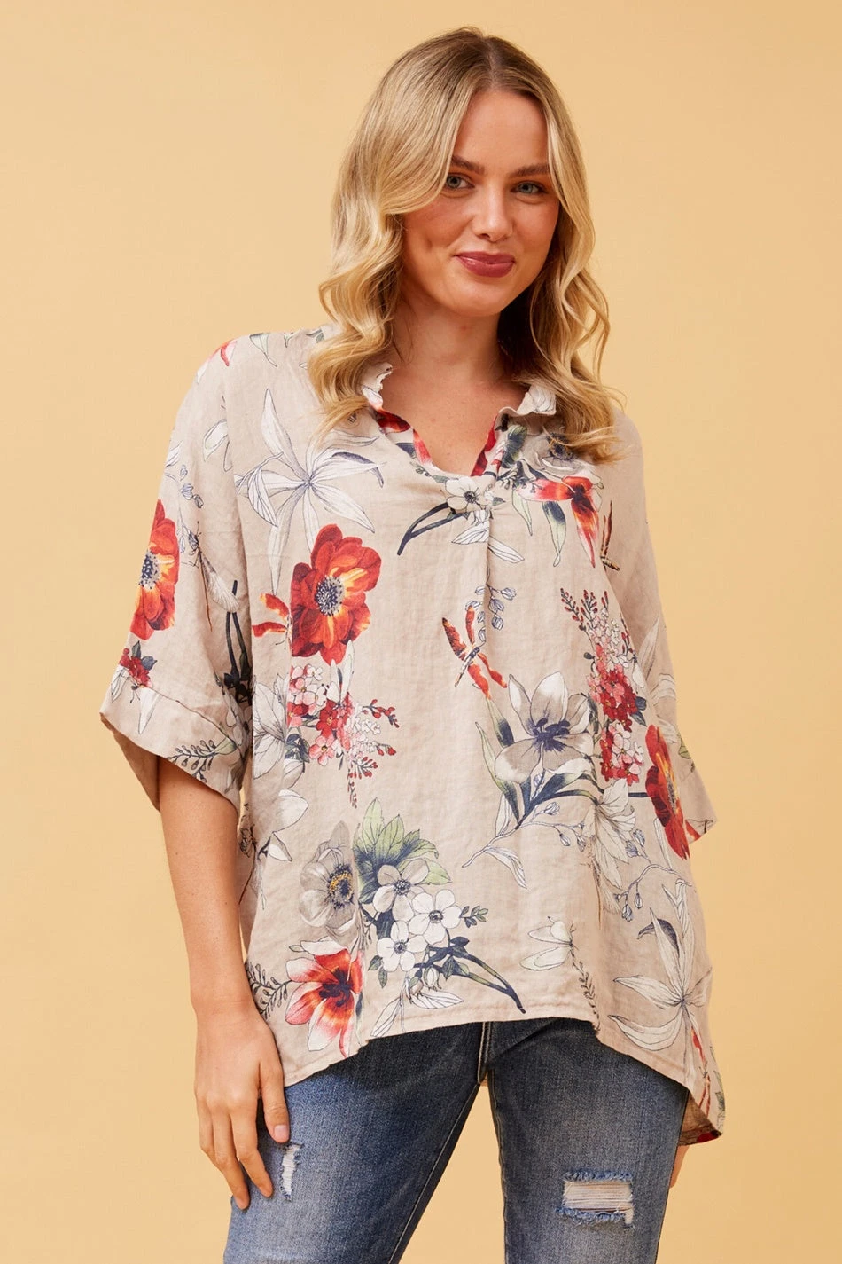 MATTEA FLORAL LINEN TOP - Image 3