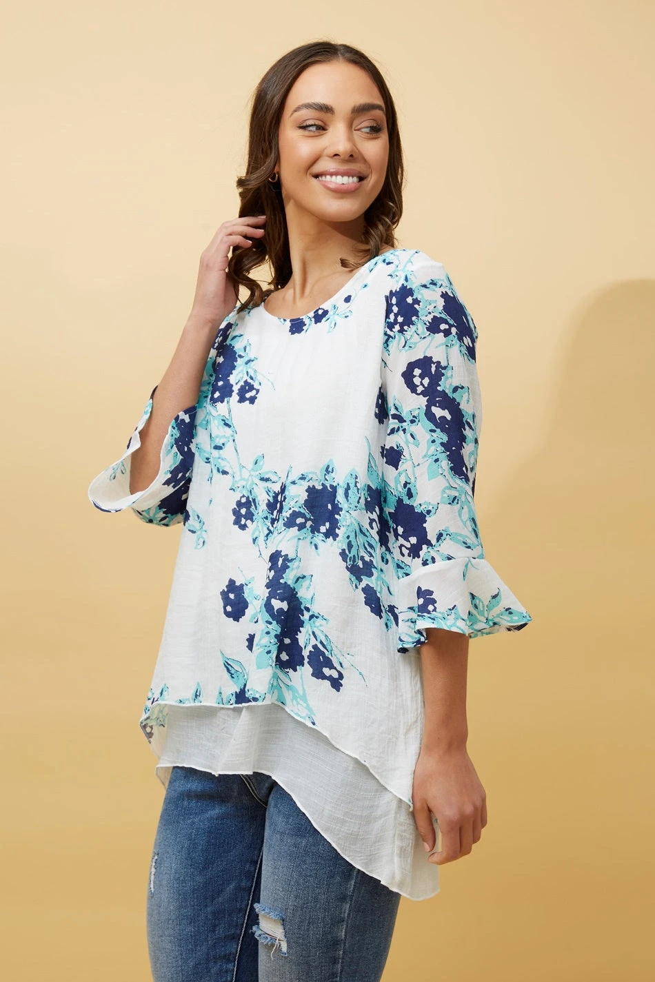 RUMI DOUBLE LAYER FLORAL TUNIC TOP - Image 10