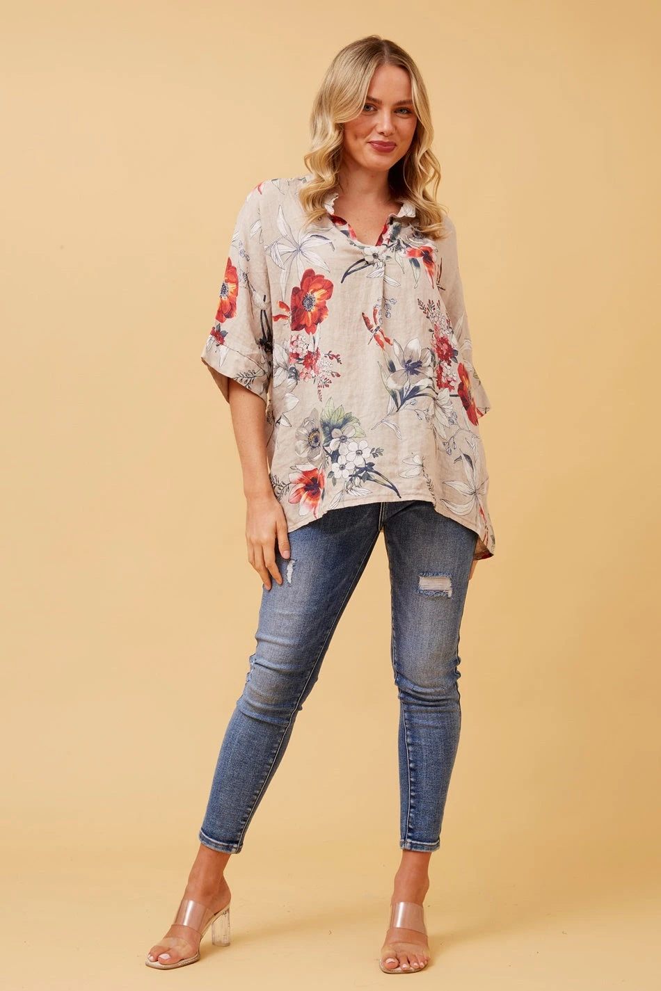 MATTEA FLORAL LINEN TOP - Image 4