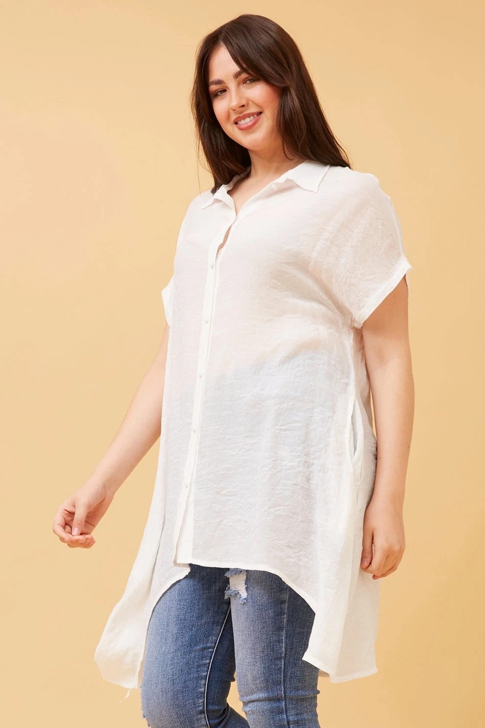 BLU ASYMMETRICAL HEM SHIRT - Image 20