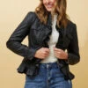 FRILL VEGAN LEATHER JACKET