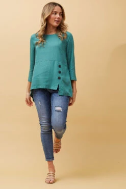 BUTTON DETAIL LINEN TOP