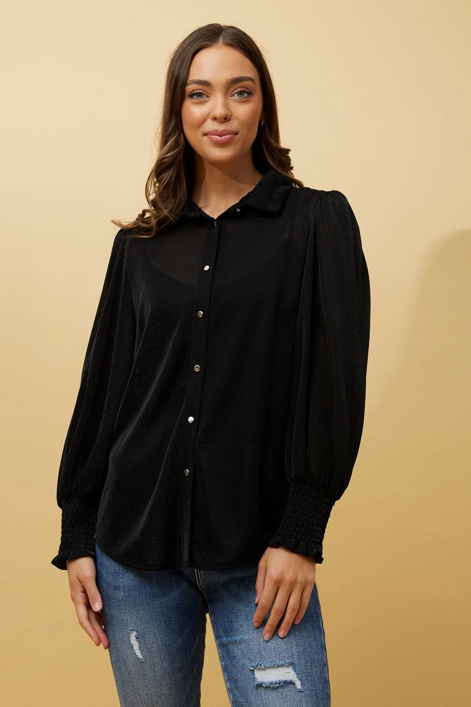BESSIE LONG BALLOON SLEEVES GLITTER SHIRT - Image 3
