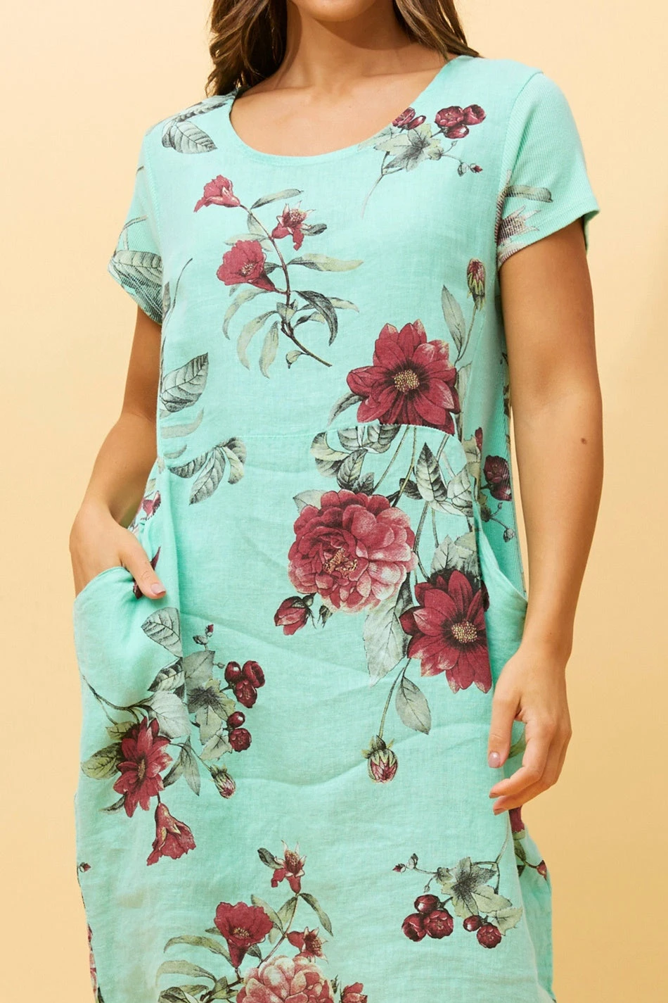 MESSINA FLORAL LINEN SHORT DRESS - Image 7