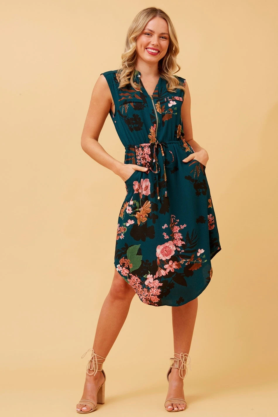 AMY FLORAL ZIP FRONT DRESS