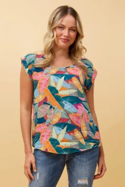 Stella SHELLY LEAF PRINT SHELL TOP