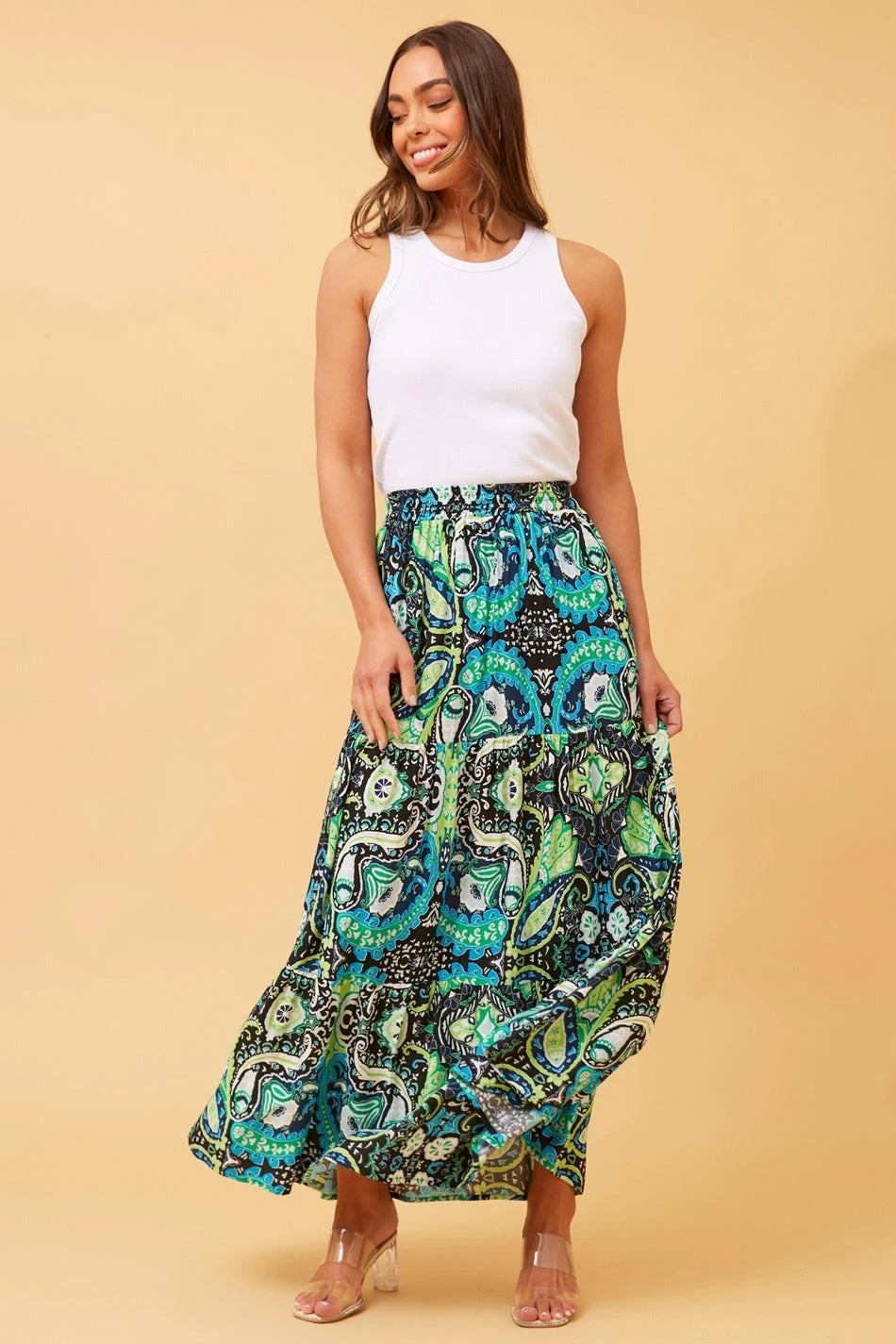 DORIAN FLORAL BOHO MAXI SKIRT