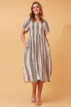 PRIYANKA ABSTRACT BOHO MIDI DRESS