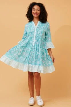 SIMKA BOHO BORDER PRINT DRESS