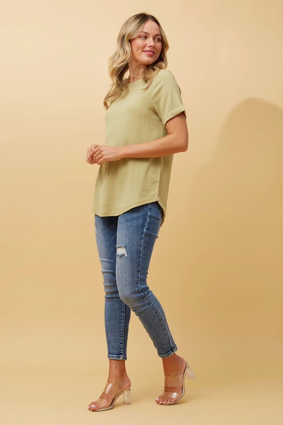 MISTY SHORT SLEEVE TEXTURED TOP - Image 6