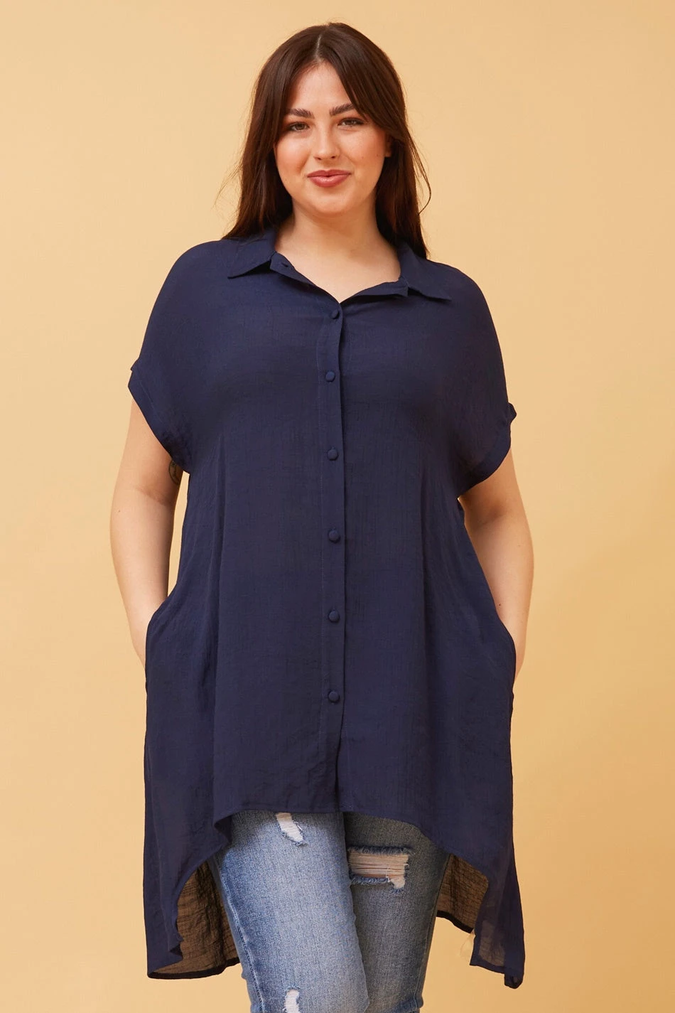 BLU ASYMMETRICAL HEM SHIRT - Image 8