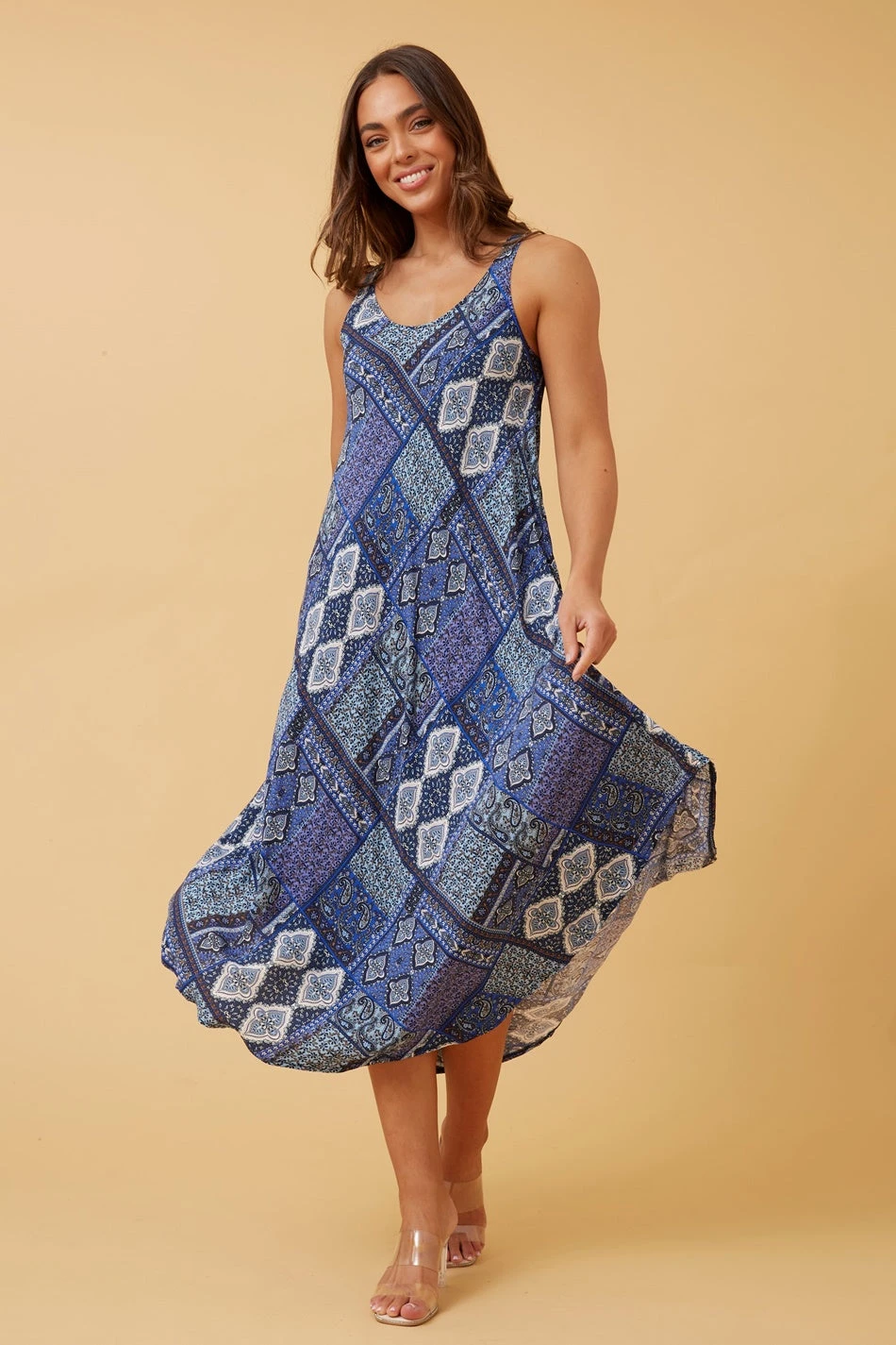 UMBRELLA PATCHWORK BOHO MIDI DRESS - Image 4