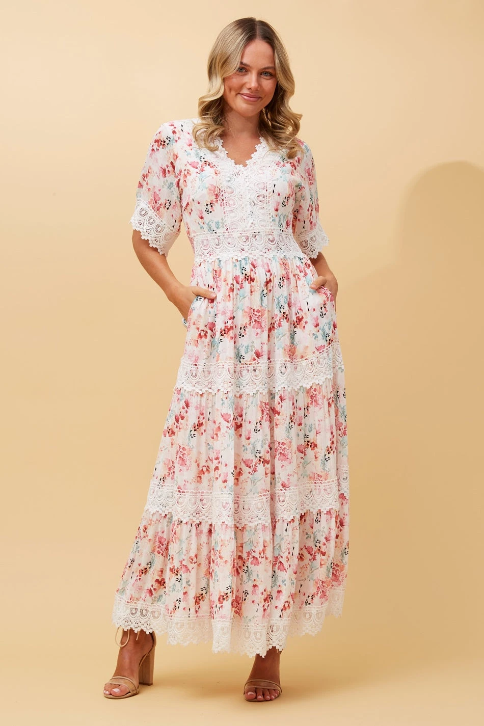 BYRON LACE TRIM FLORAL MAXI DRESS - Image 3