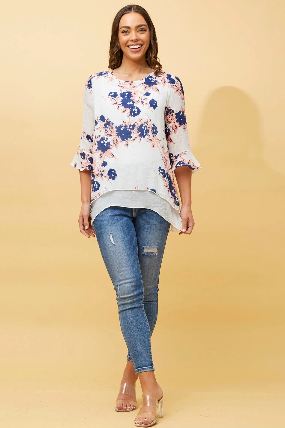RUMI DOUBLE LAYER FLORAL TUNIC TOP - Image 4