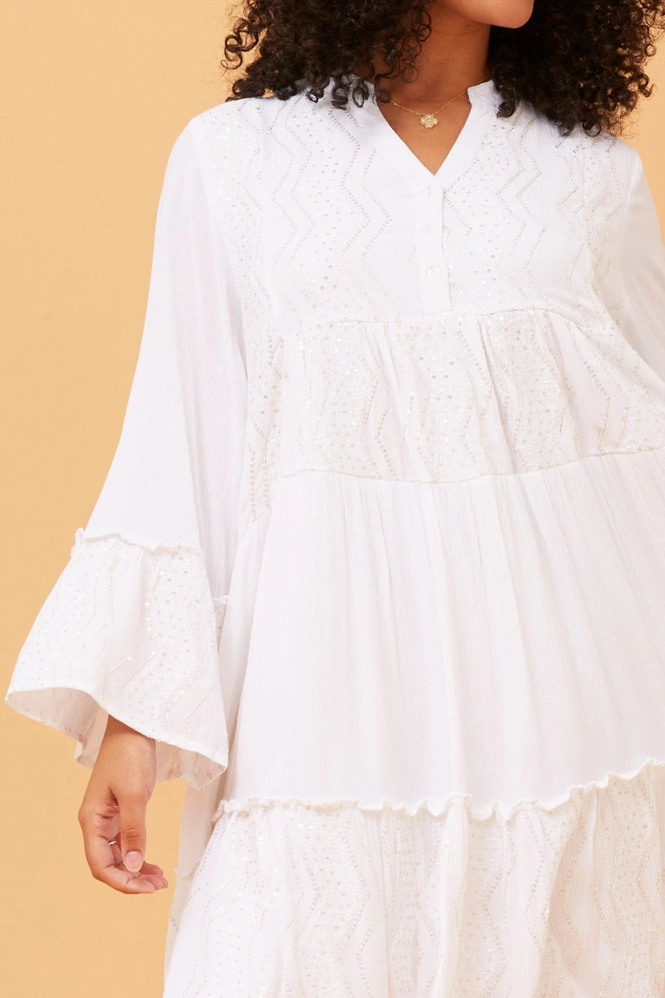 RENUKA SEQUIN DETAIL TIERED DRESS - Image 2