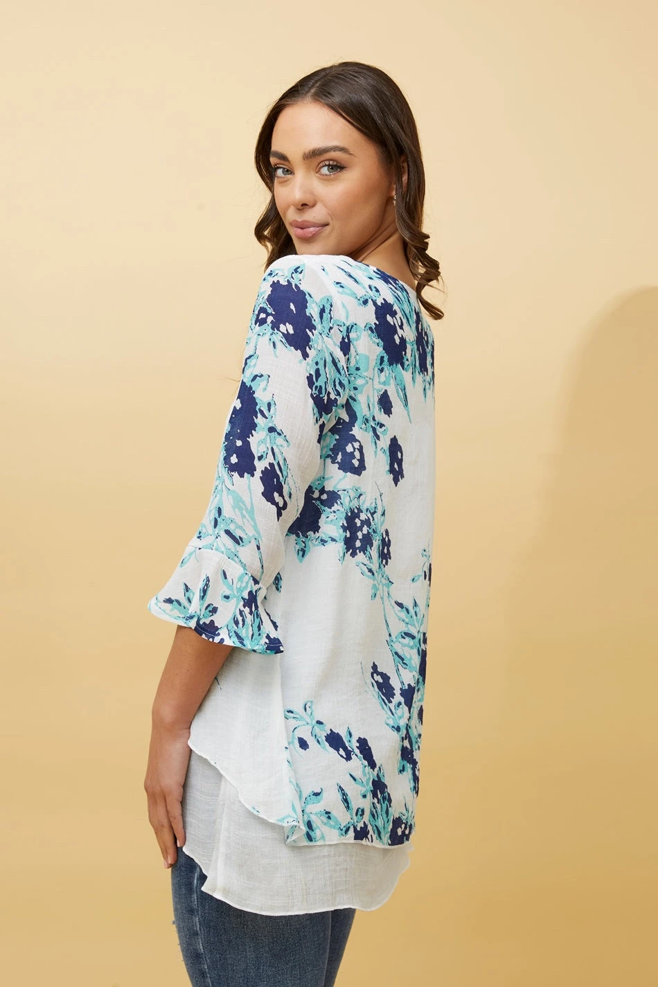 RUMI DOUBLE LAYER FLORAL TUNIC TOP - Image 11