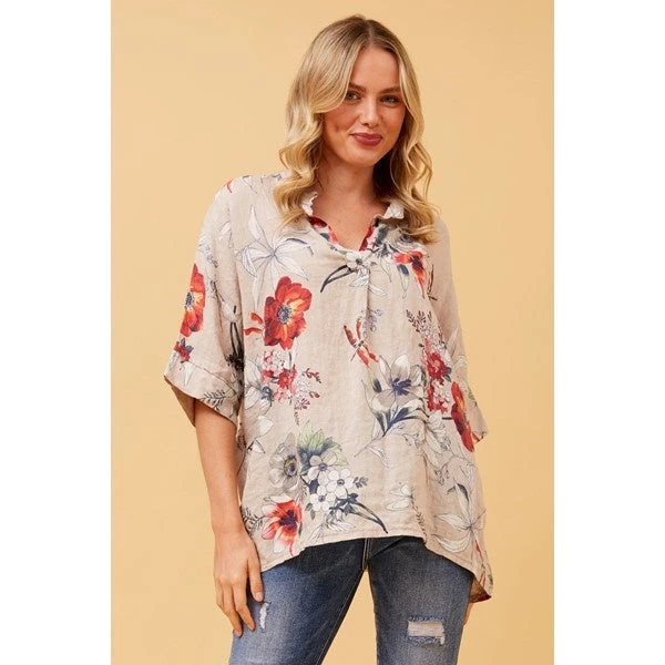 MATTEA FLORAL LINEN TOP - Image 7