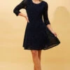 CAMILA FLOCKING PRINT LACE SHORT DRESS