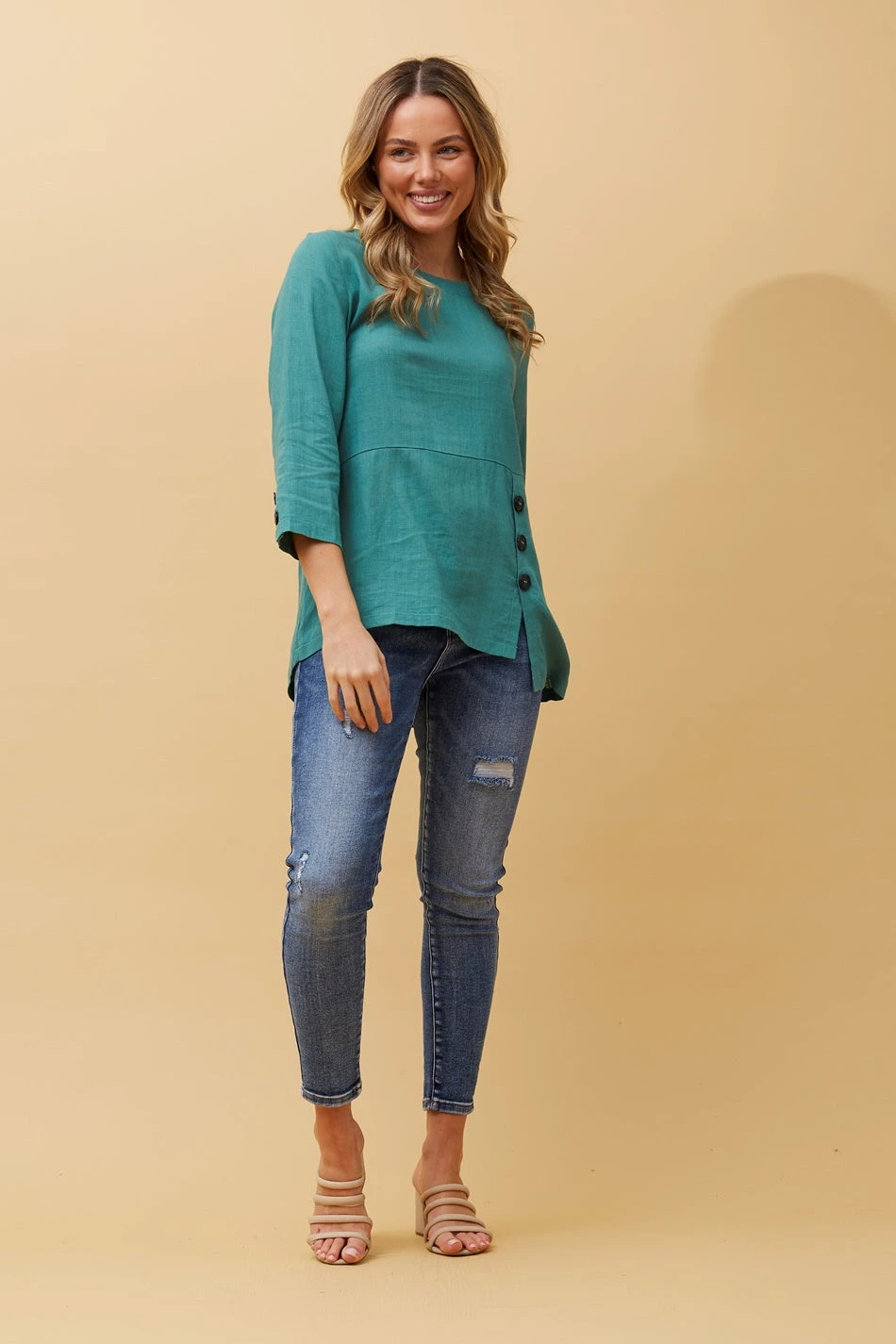 BUTTON DETAIL LINEN TOP - Image 9