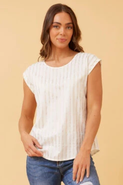 SHELLY FOIL PRINT SHELL TOP