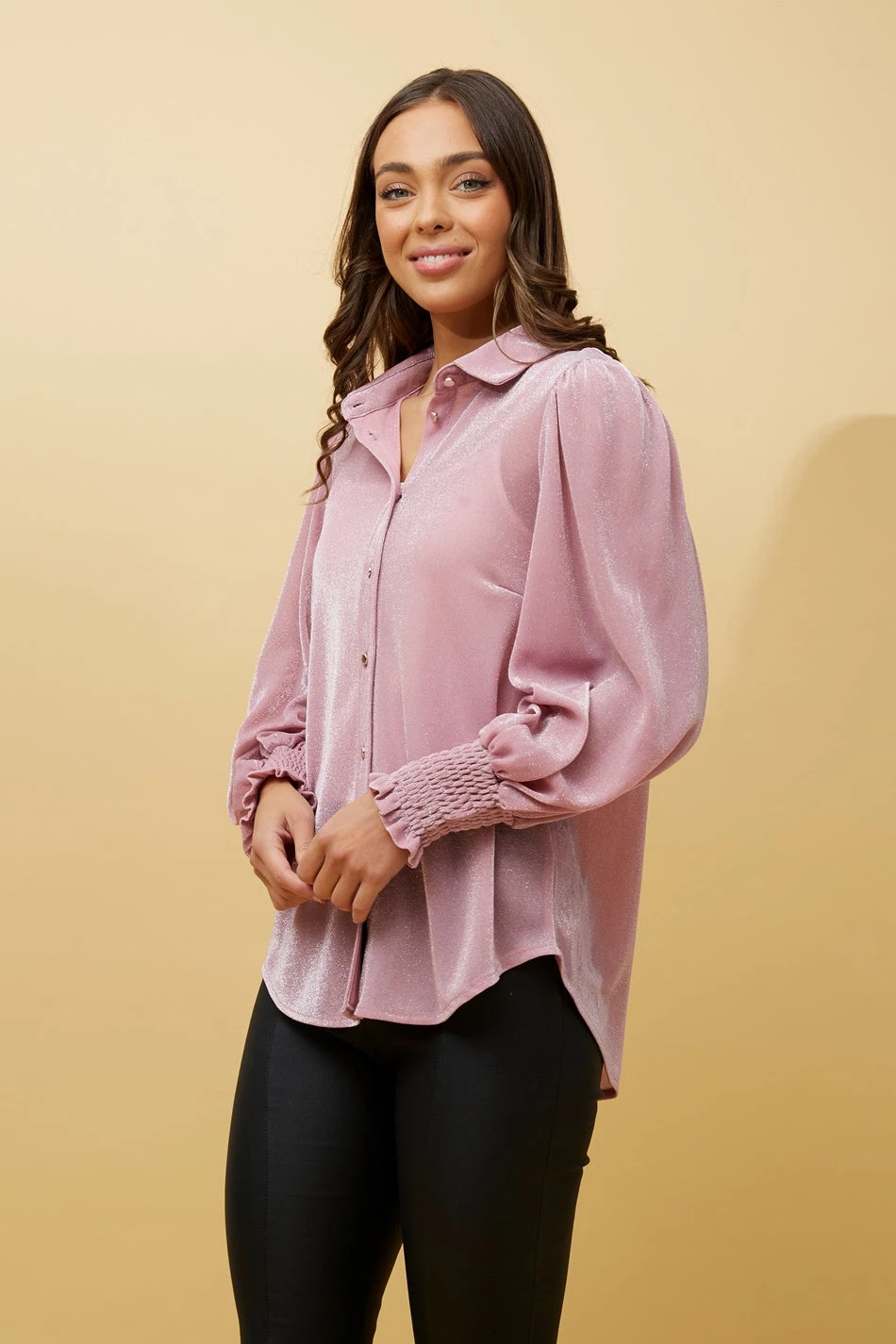 BESSIE LONG BALLOON SLEEVES GLITTER SHIRT - Image 10
